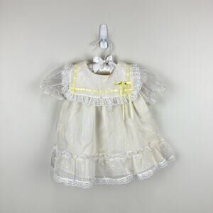 Vintage Precious Originals Yellow Heart Dress 12 Months